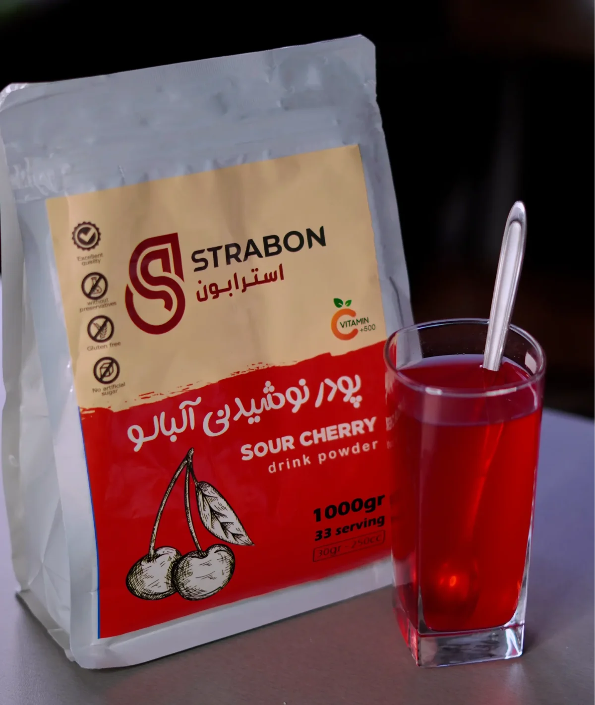sourcherrydrinkpowder-02-01 پودر شربت و یخ در بهشت آلبالو استرابون - strabonco.com