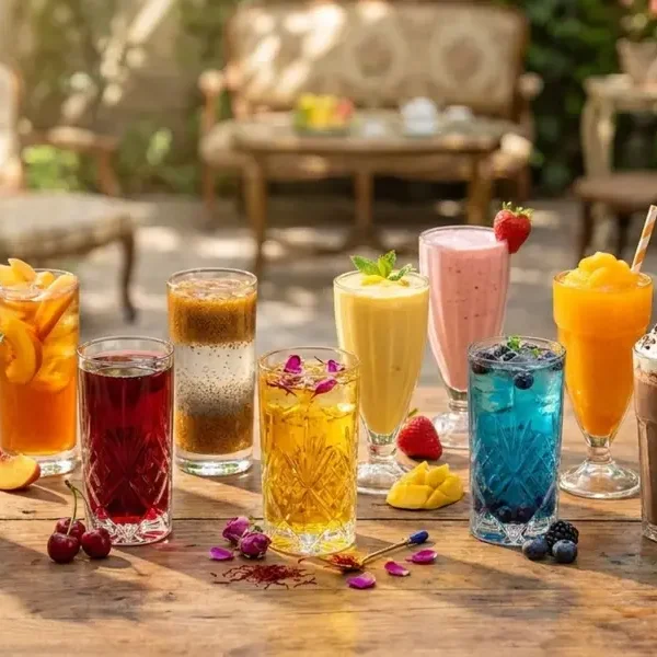 نوشیدنی‌های تابستانی خانگی برای مهمانی شامل لیموناد، موهیتو، آیس تی، اسموتی و شربت‌های خنک به همراه طرز تهیه
