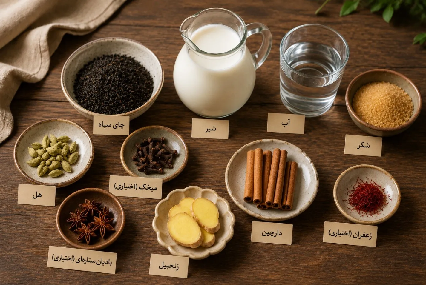 مواد لازم برای تهیه چای کرک